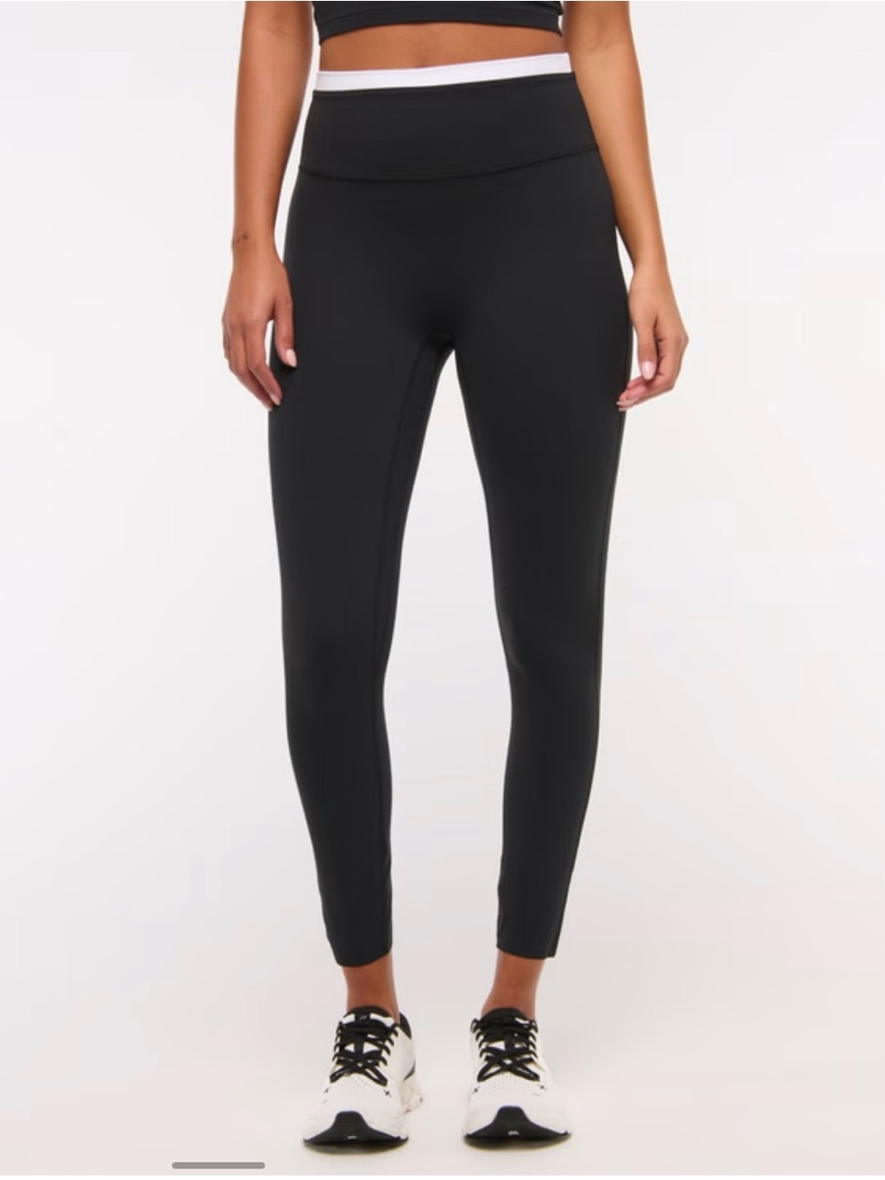 Black High-Waist Leggings with Contrast Waistband - Women - Picture 2 of 3